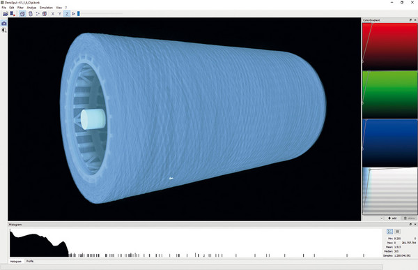 Aufnahme aus der DensiSpul-Software, die eine Spulenfärbung zeigt
