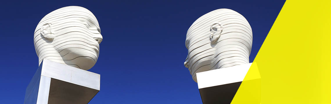 skulpture "heads,shifting" at Adlershof Campus of the Humboldt University
