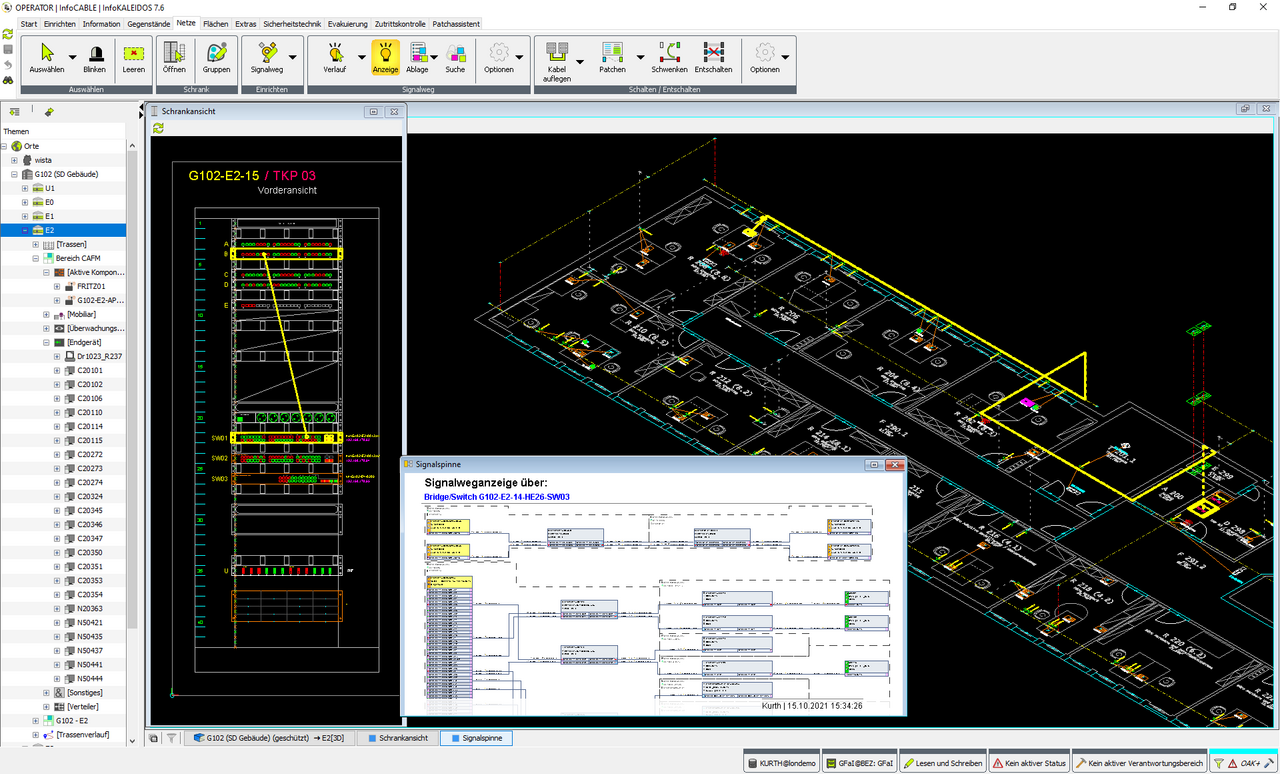 Screenshot aus dem Planungs- und Dokumentationssystem InfoCable